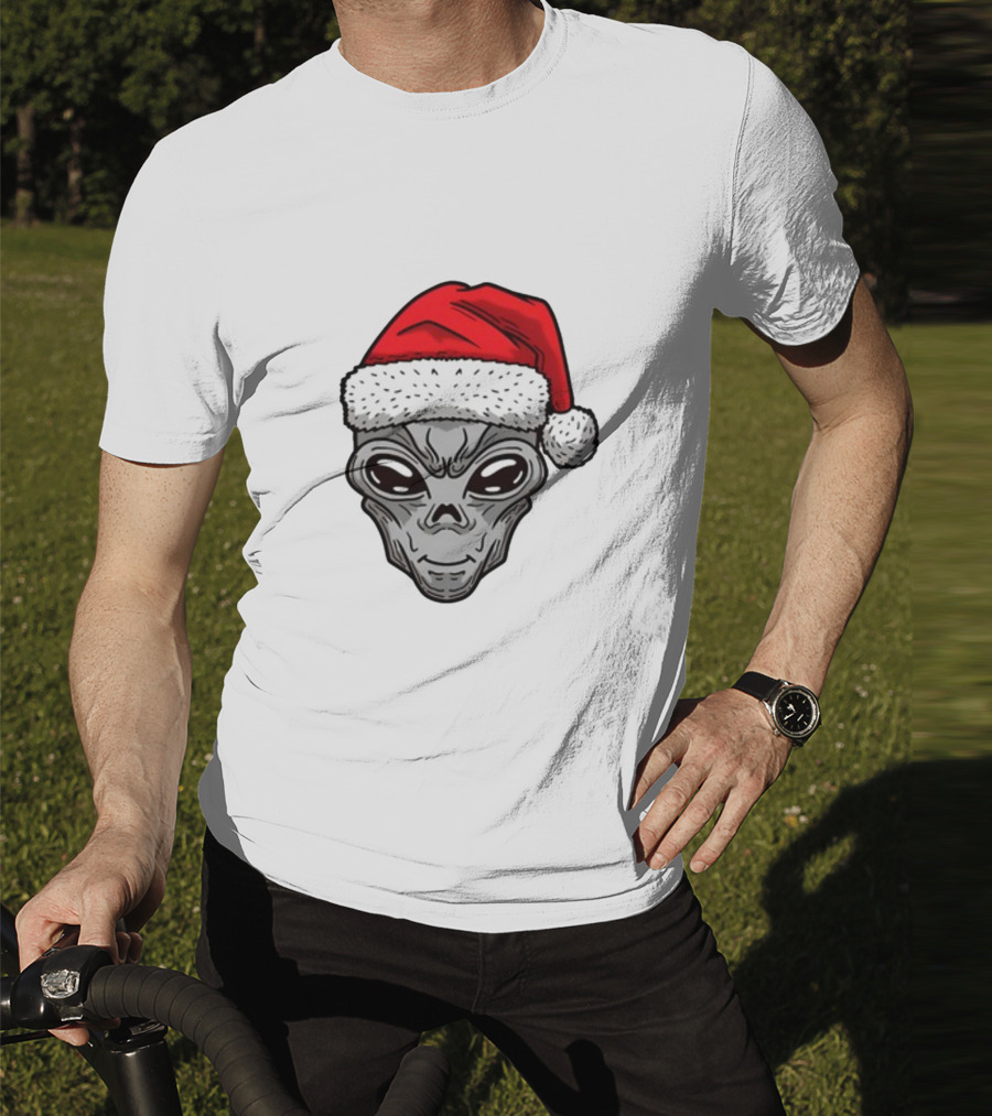 Xmas Santa Hat Alien Christmas T-Shirt