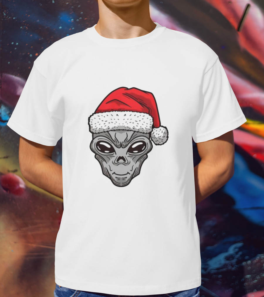 Xmas Santa Hat Alien Christmas T-Shirt
