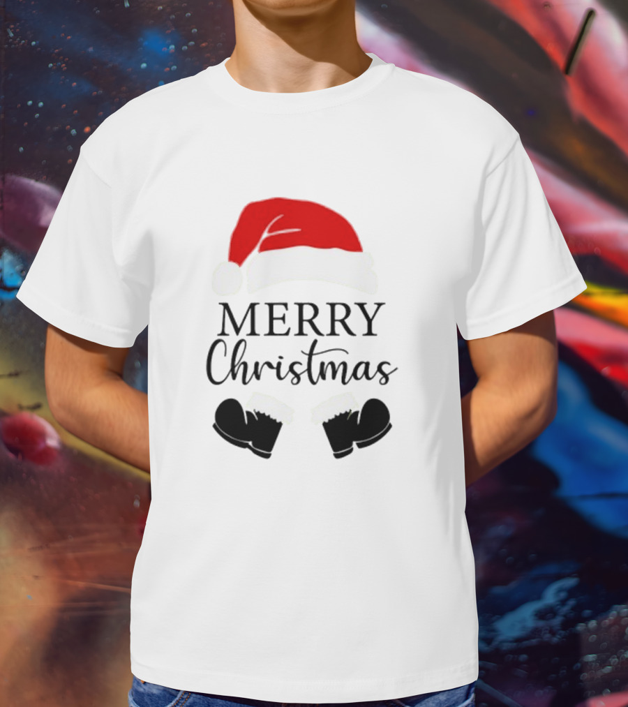 Merry Christmas Santa Hat And Boots Svg T-Shirt