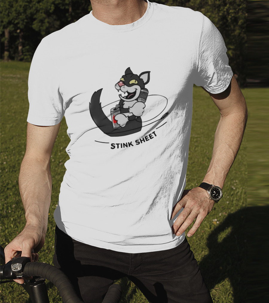 Podcast Psy Op Division Cat With Microphone And Spray Can Stink Sheet T-Shirt