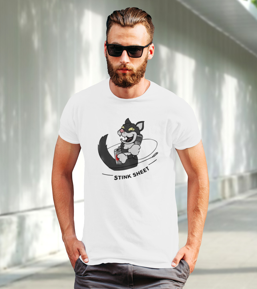 Podcast Psy Op Division Cat With Microphone And Spray Can Stink Sheet T-Shirt