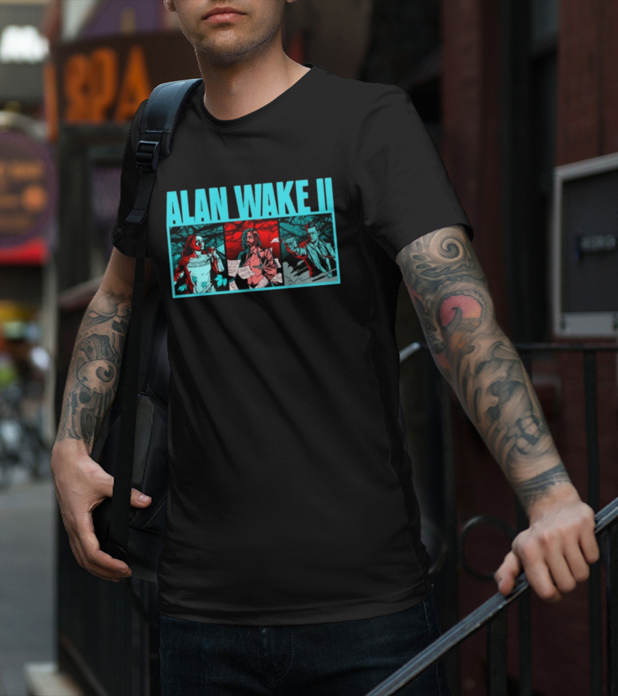 ALAN WAKE II Comic Style Three Panel T-Shirt