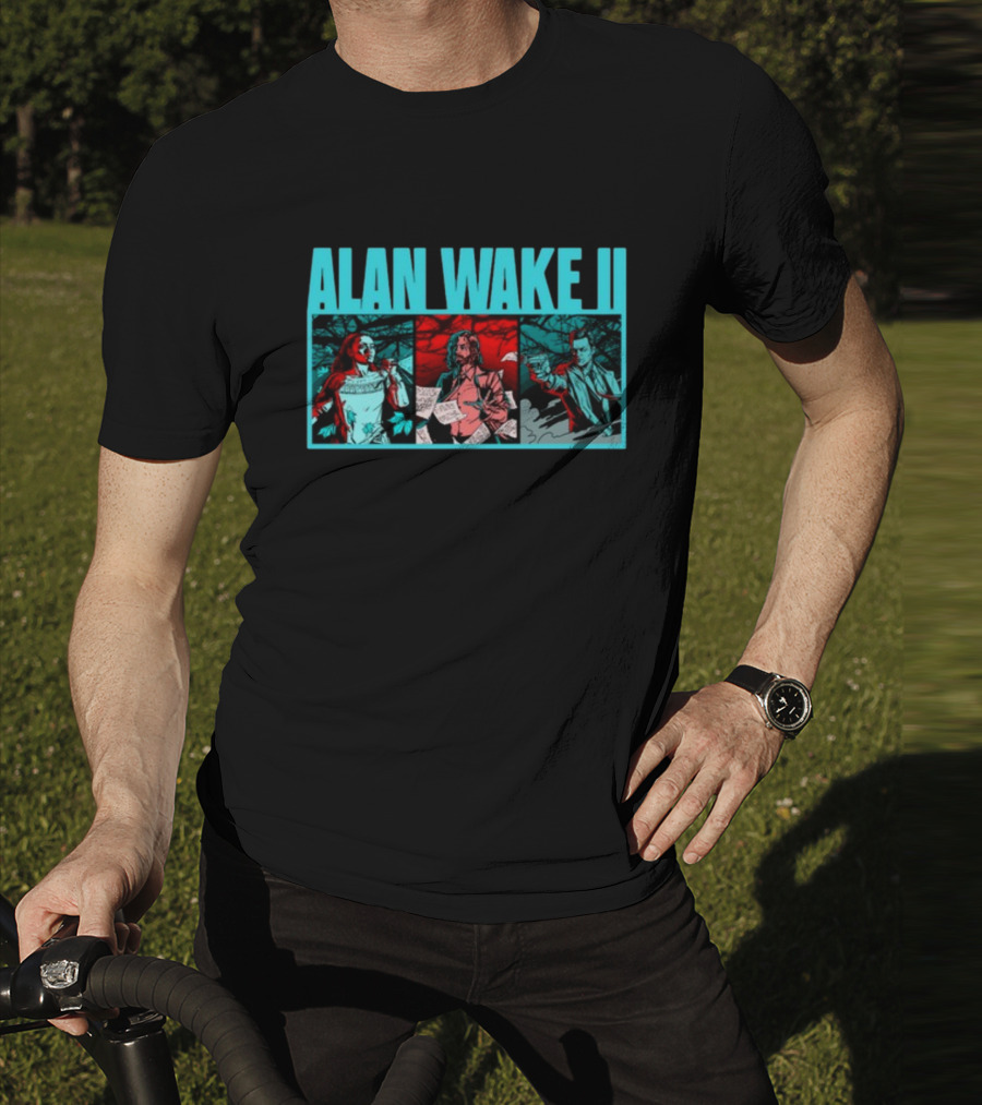 ALAN WAKE II Comic Style Three Panel T-Shirt