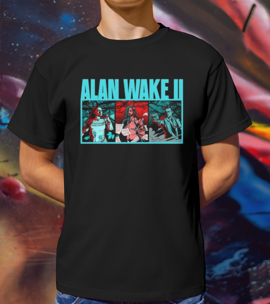 ALAN WAKE II Comic Style Three Panel T-Shirt