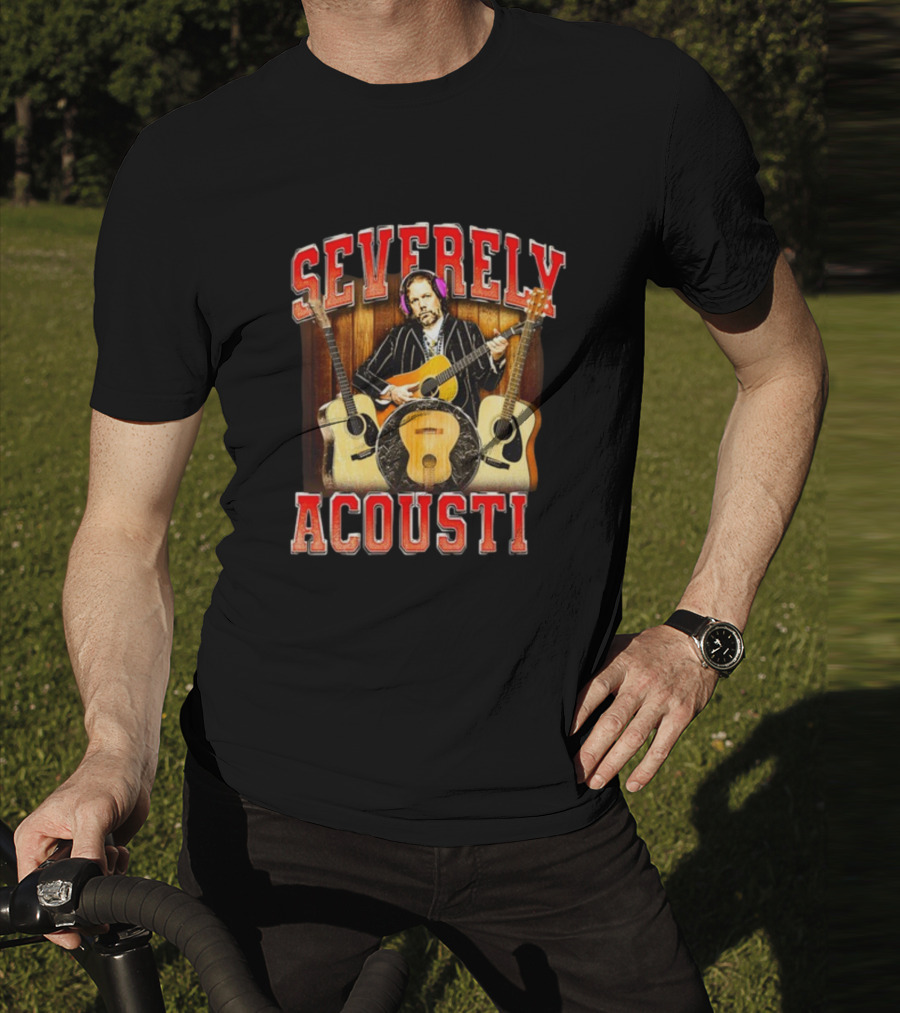Notsafeforwear Severely Acoustic Guitars And Musician With Headphones T-Shirt