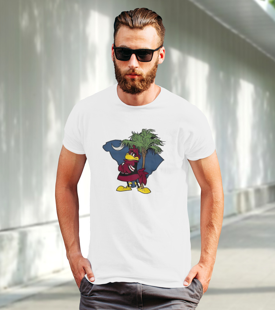 South Carolina Gamecock With Palmetto And Crescent Moon T-Shirt