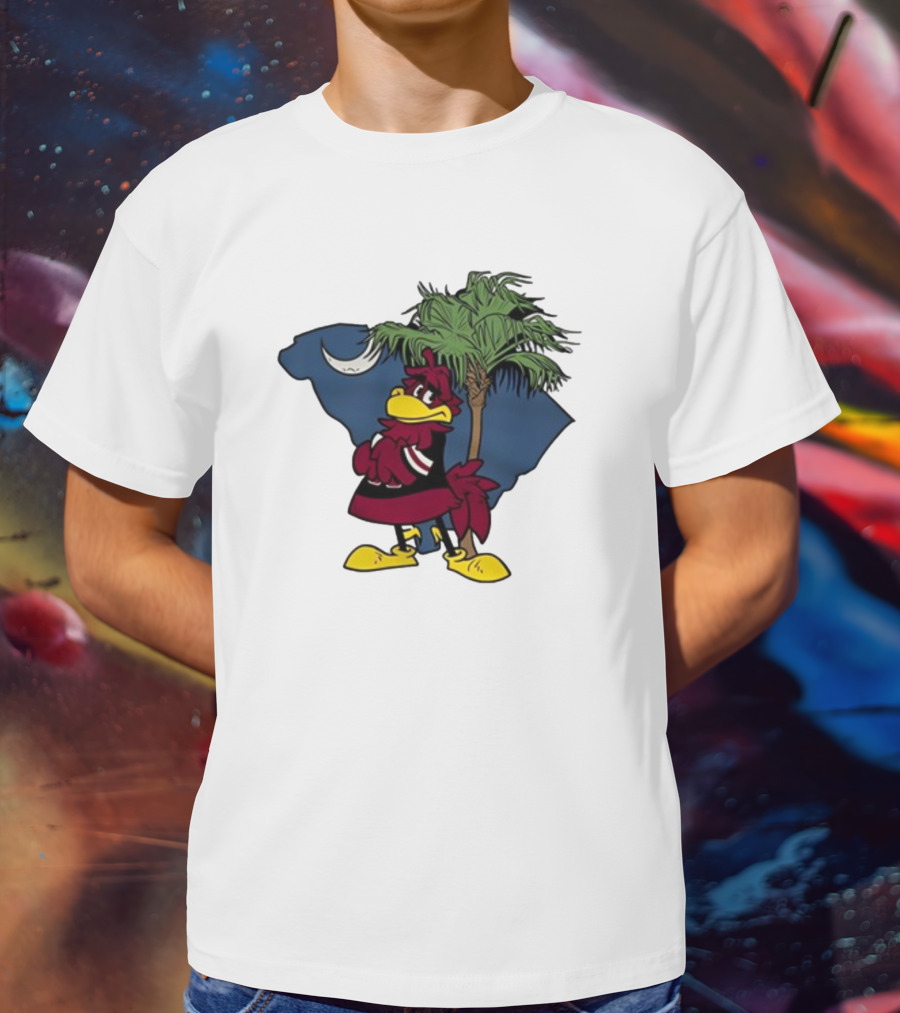 South Carolina Gamecock With Palmetto And Crescent Moon T-Shirt