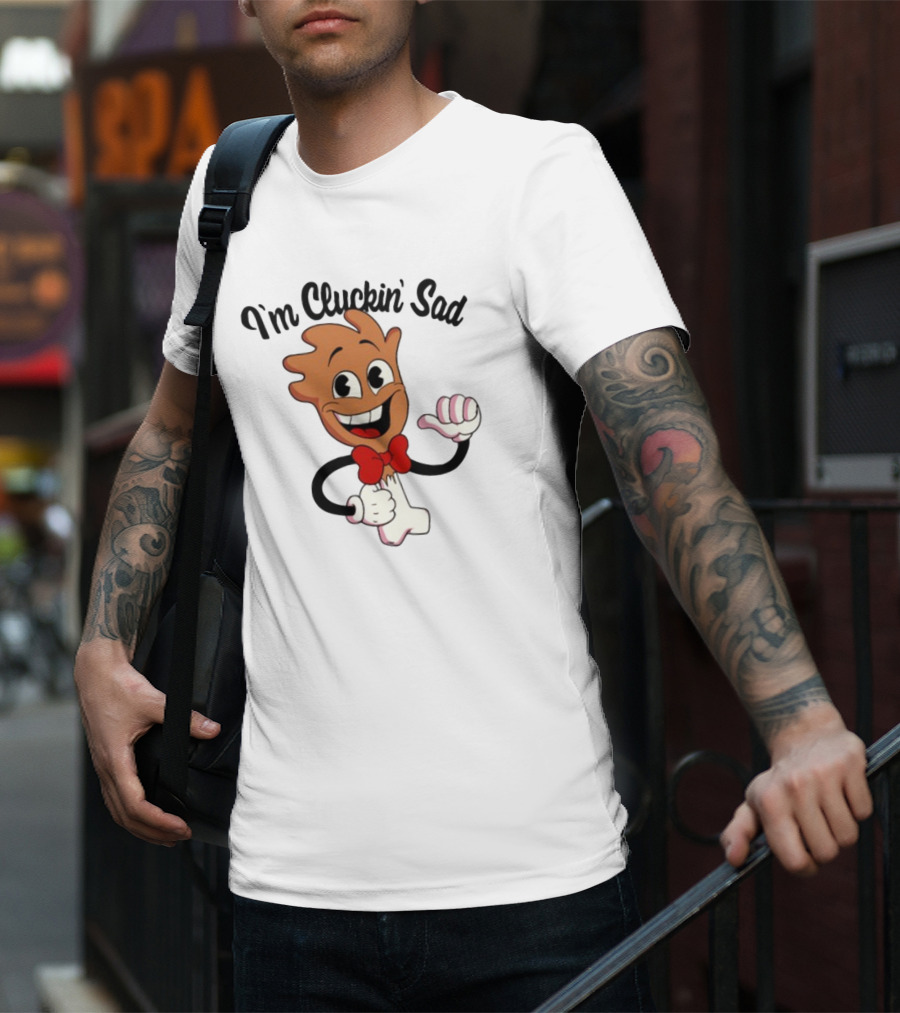 I'm Cluckin' Sad Cartoon Drumstick Character Bow Tie T-Shirt