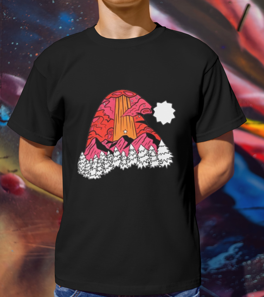 Home Free Texas Hill Christmas Santa Hat Mountain Scene T-Shirt