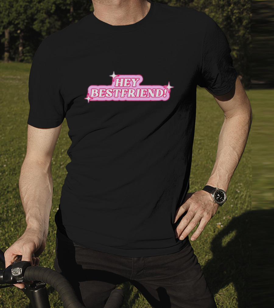 Alana Lintao Hey Bestfriend Pink Sparkle Text T-Shirt