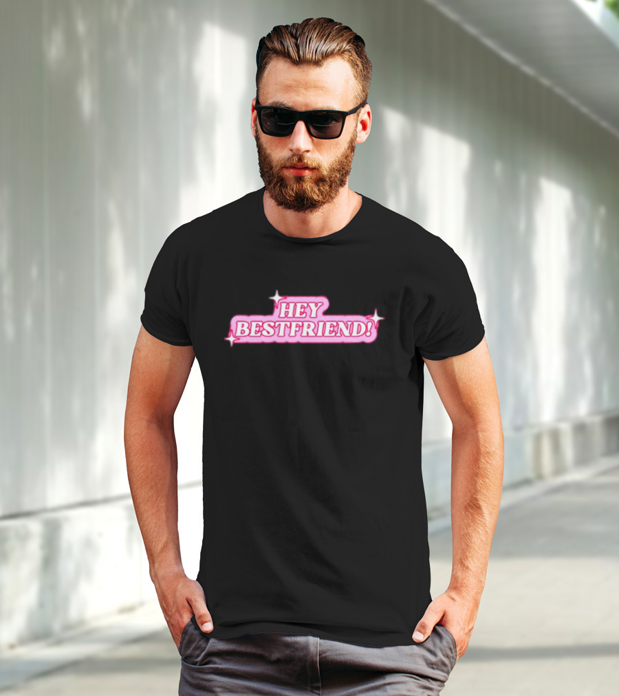 Alana Lintao Hey Bestfriend Pink Sparkle Text T-Shirt