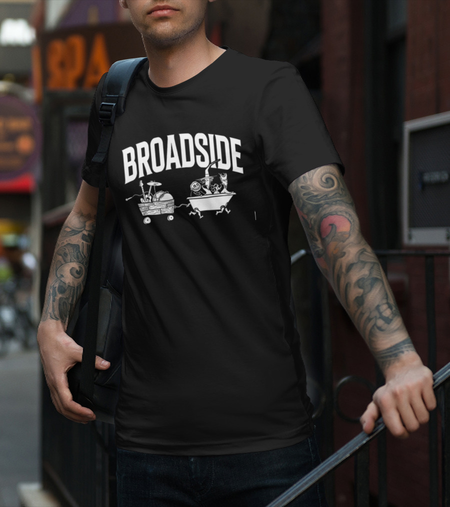 Broadside Boogie Boys Skeletons With Instruments In Wagon And Bathtub T-Shirt