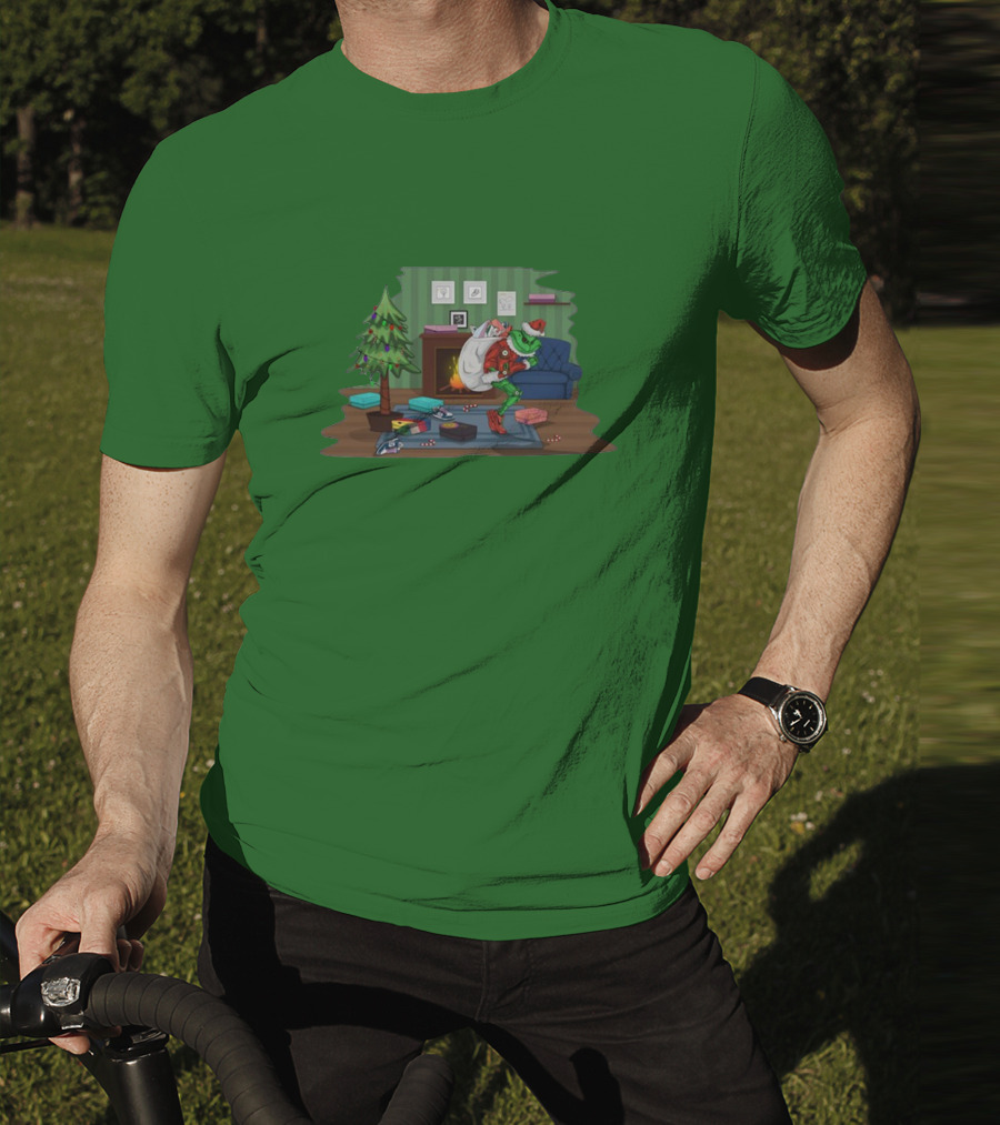 How The Grinch Stole Sneakers Stealing Colorful Boxes By Christmas Tree T-Shirt