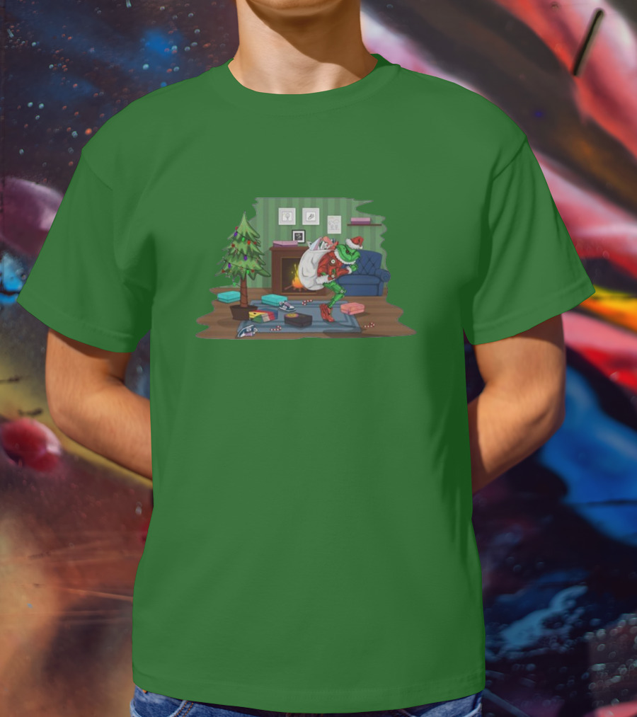 How The Grinch Stole Sneakers Stealing Colorful Boxes By Christmas Tree T-Shirt