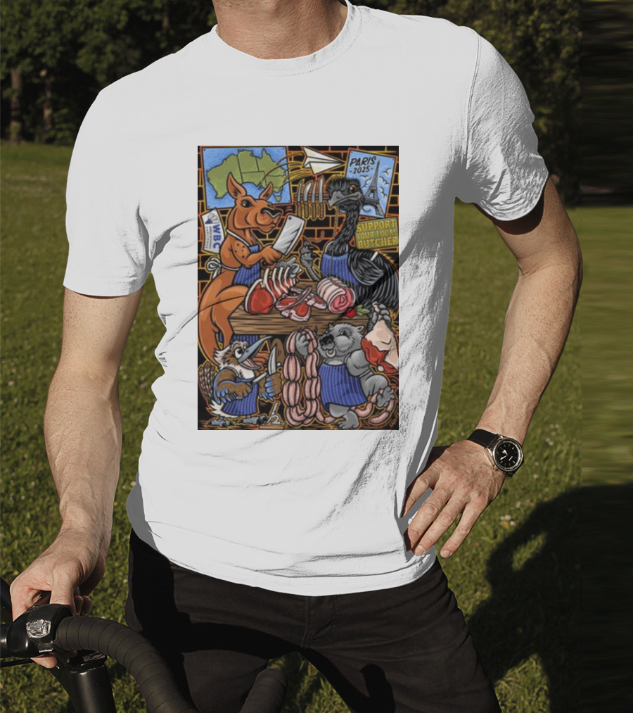 Sigh13 Paris 2025 Support Your Local Butcher WBC Wildlife Butcher Crew T-Shirt