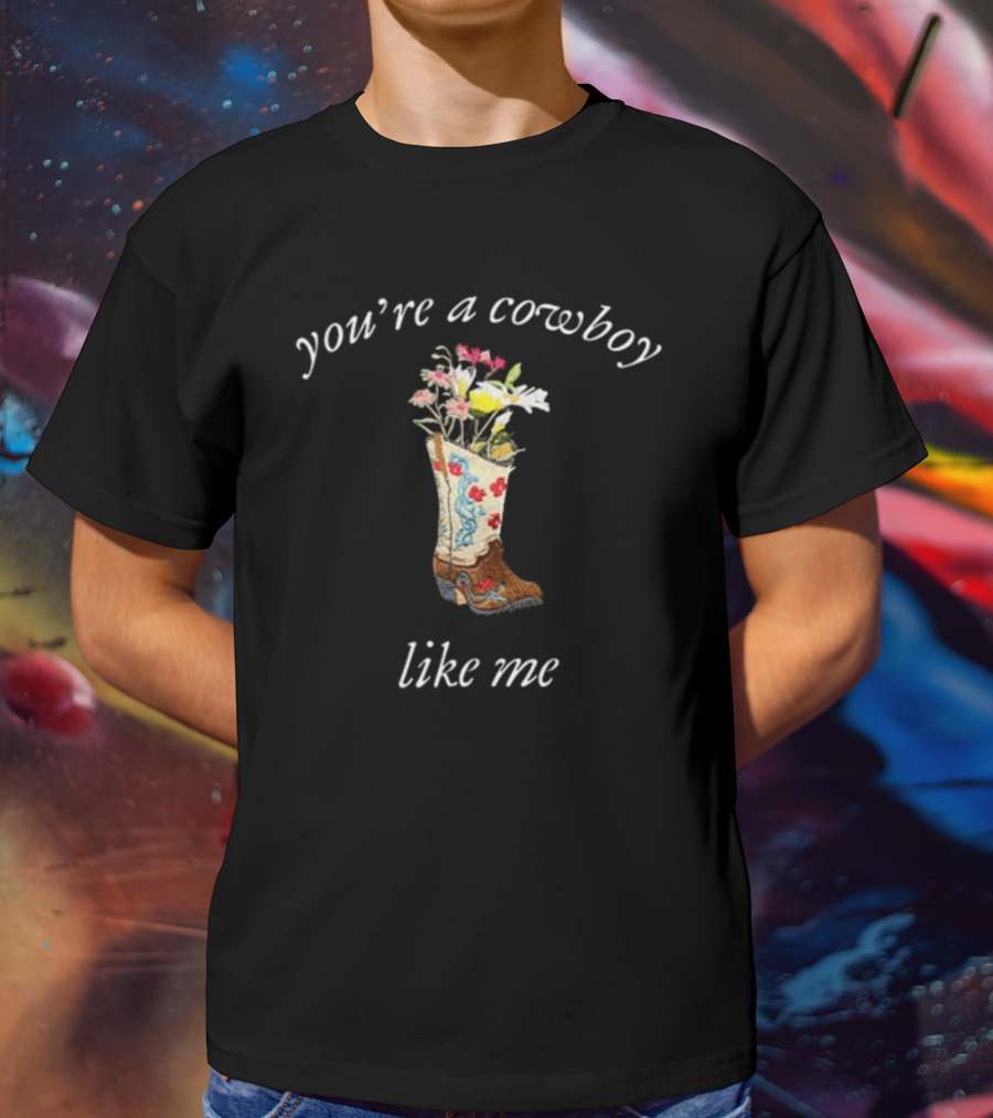 Cruelfolklore You're A Cowboy Like Me Flower Boot T-Shirt