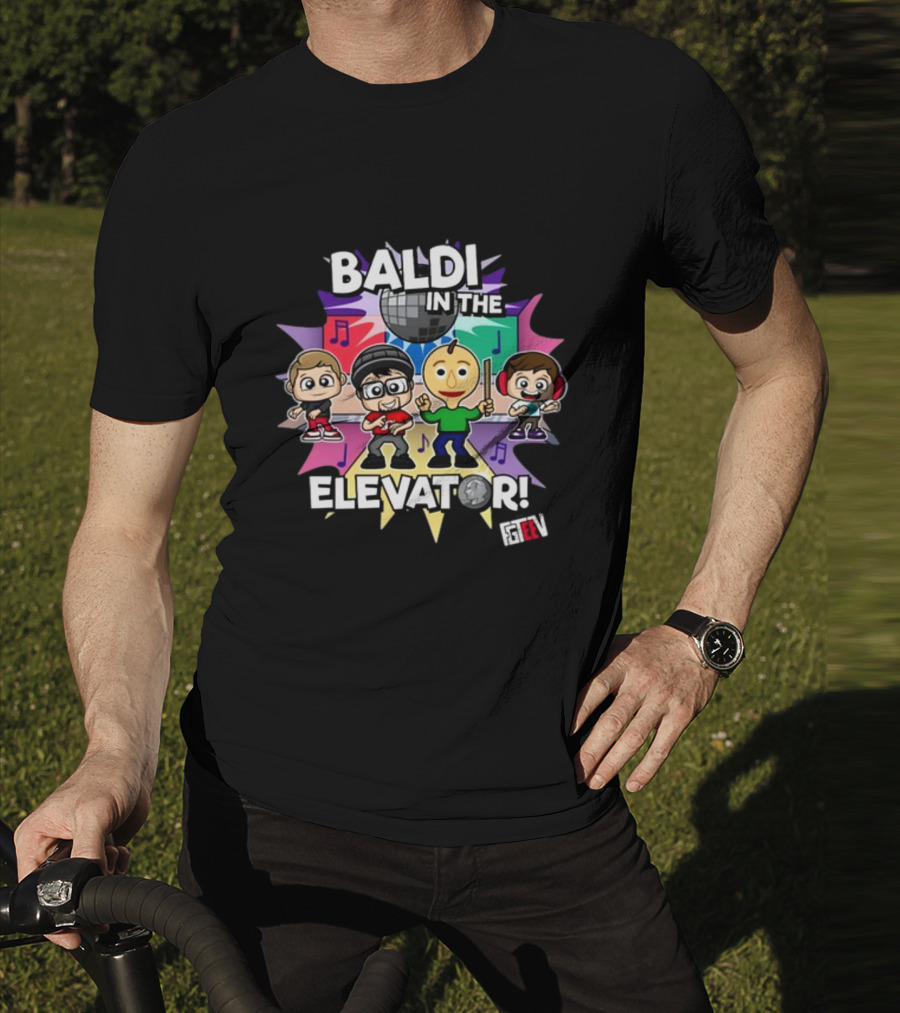 Baldi In The Elevator FGTEEV Characters With Disco Ball And Music Notes T-Shirt