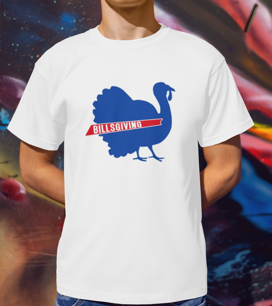 Billsgiving Turkey With Blue And Red T-Shirt