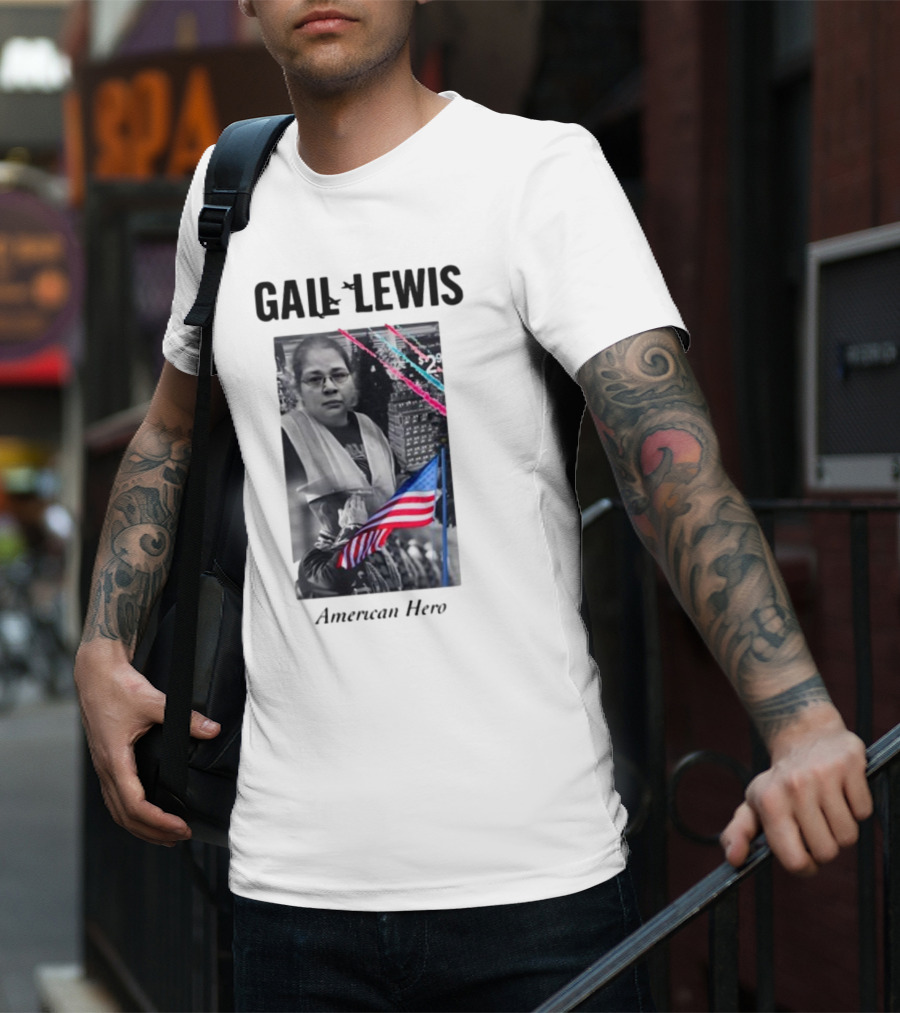Gail Lewis American Hero Holding Flag Patriotic T-Shirt