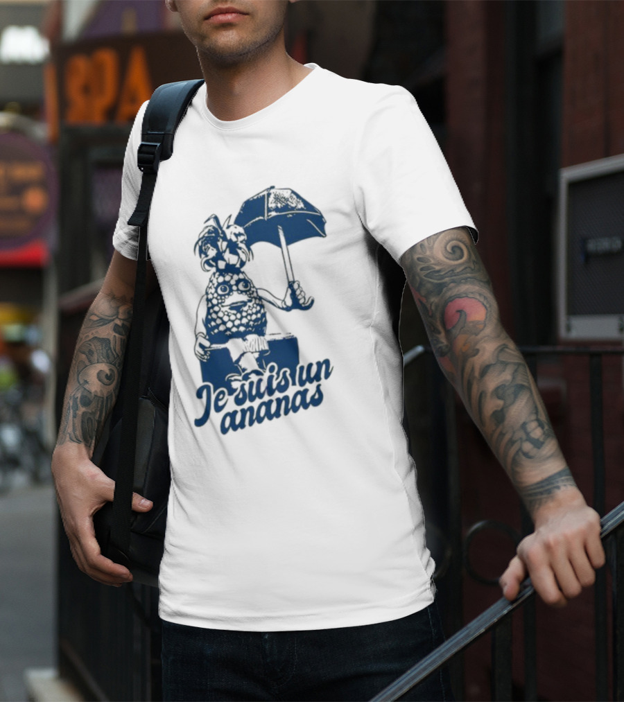 Retrokid Je Suis Un Ananas Pineapple Character With Umbrella T-Shirt