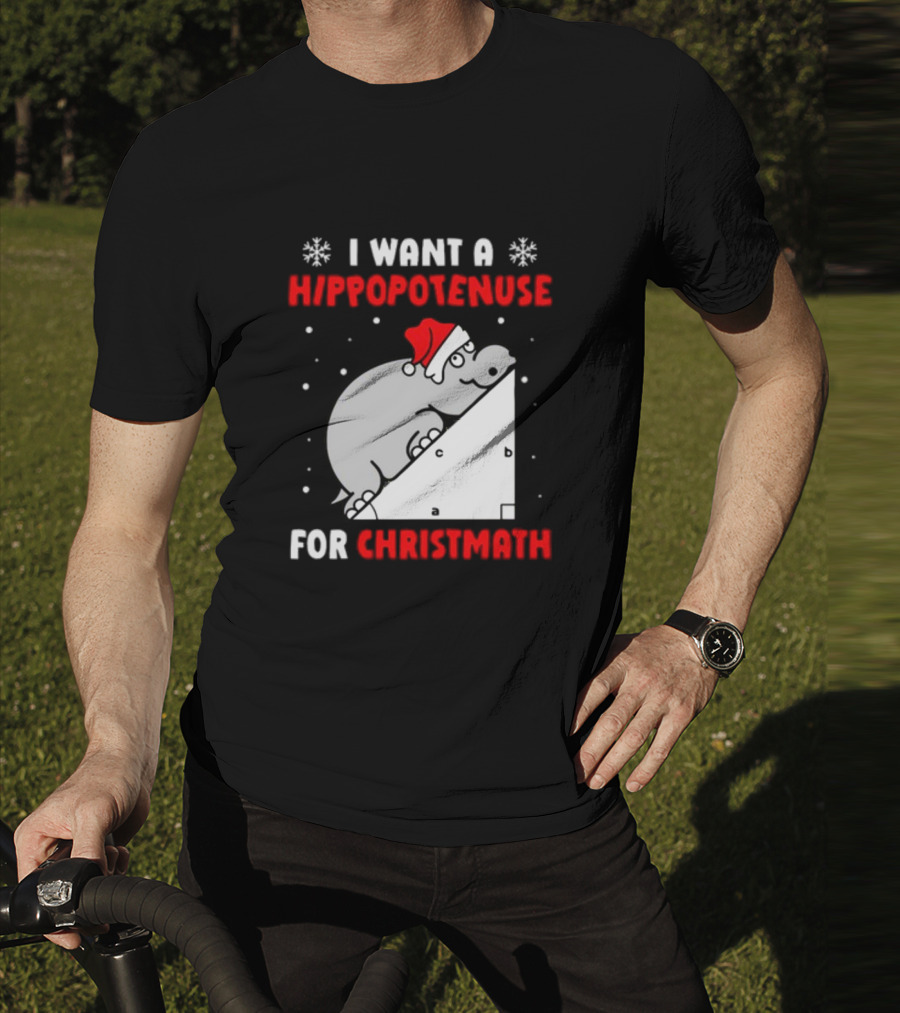 I Want A Hippopotenuse For Christmath Santa Hippo Geometry T-Shirt