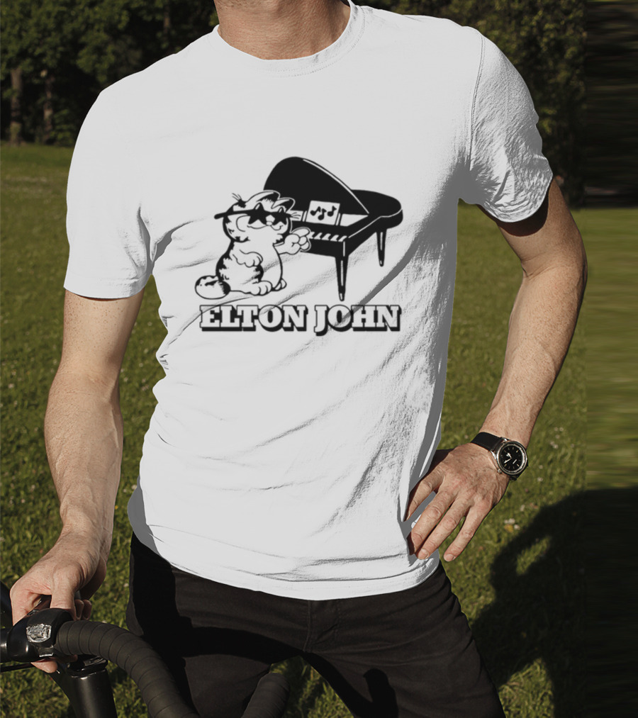 Garf At The Piano With Elton John Motif T-Shirt