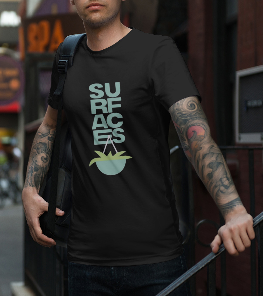 Surfacesmusic Where The Light Is Minimalist Plant Design Oil Green T-Shirt