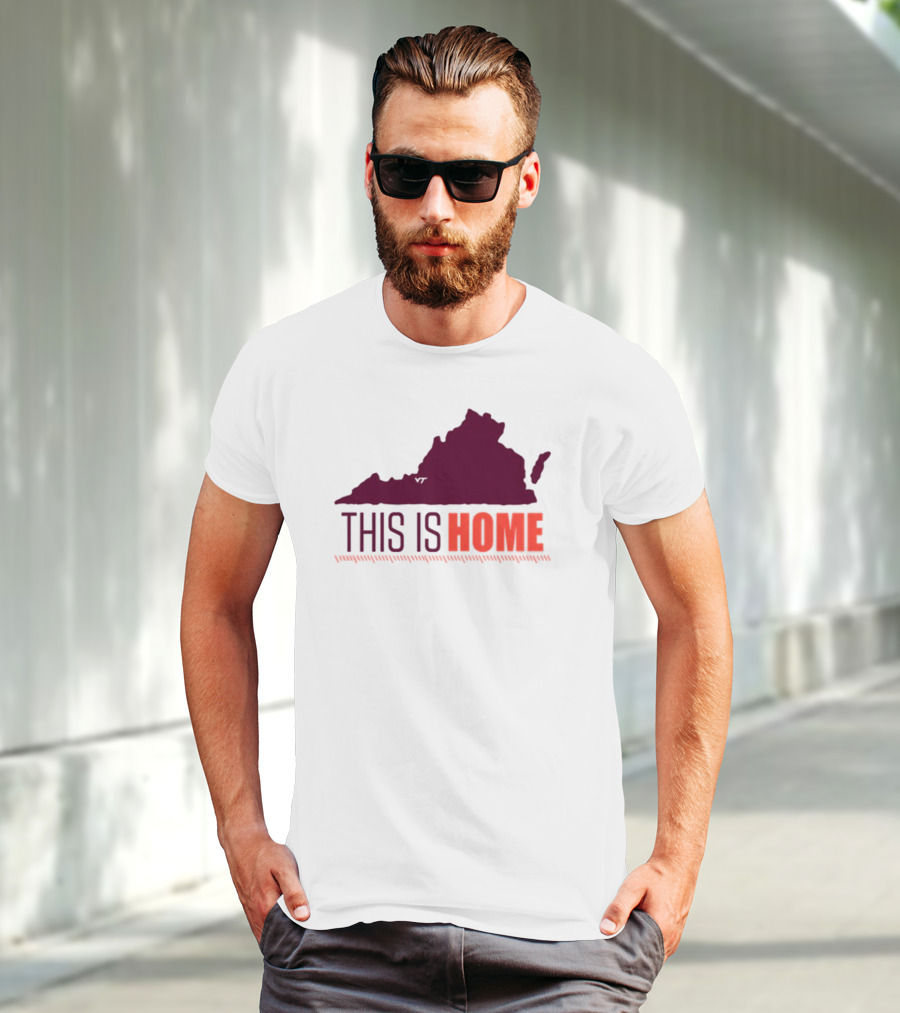 Virginia Tech Football Win This Is Home Virginia Outline T-Shirt