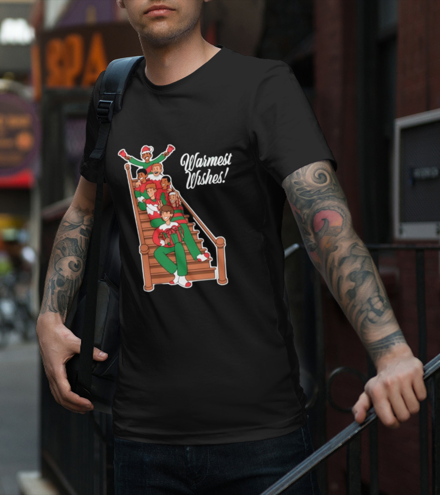 Warmest Wishes Holiday Family Celebration On Stairs T-Shirt