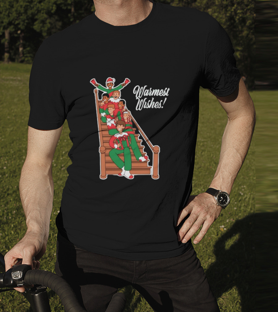 Warmest Wishes Holiday Family Celebration On Stairs T-Shirt