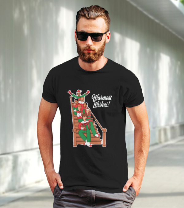 Warmest Wishes Holiday Family Celebration On Stairs T-Shirt