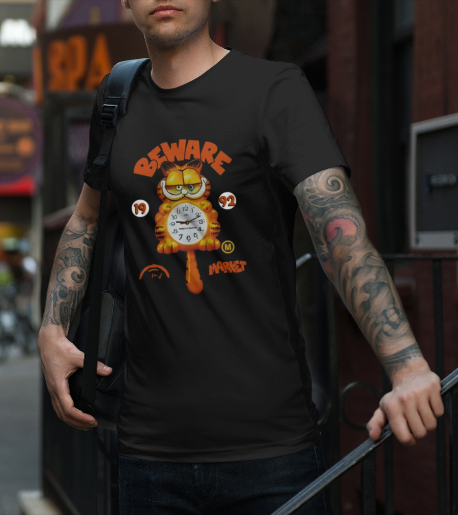Beware Market Garfield 1992 Times And Waits Clock M T-Shirt