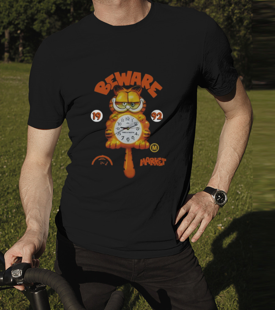 Beware Market Garfield 1992 Times And Waits Clock M T-Shirt