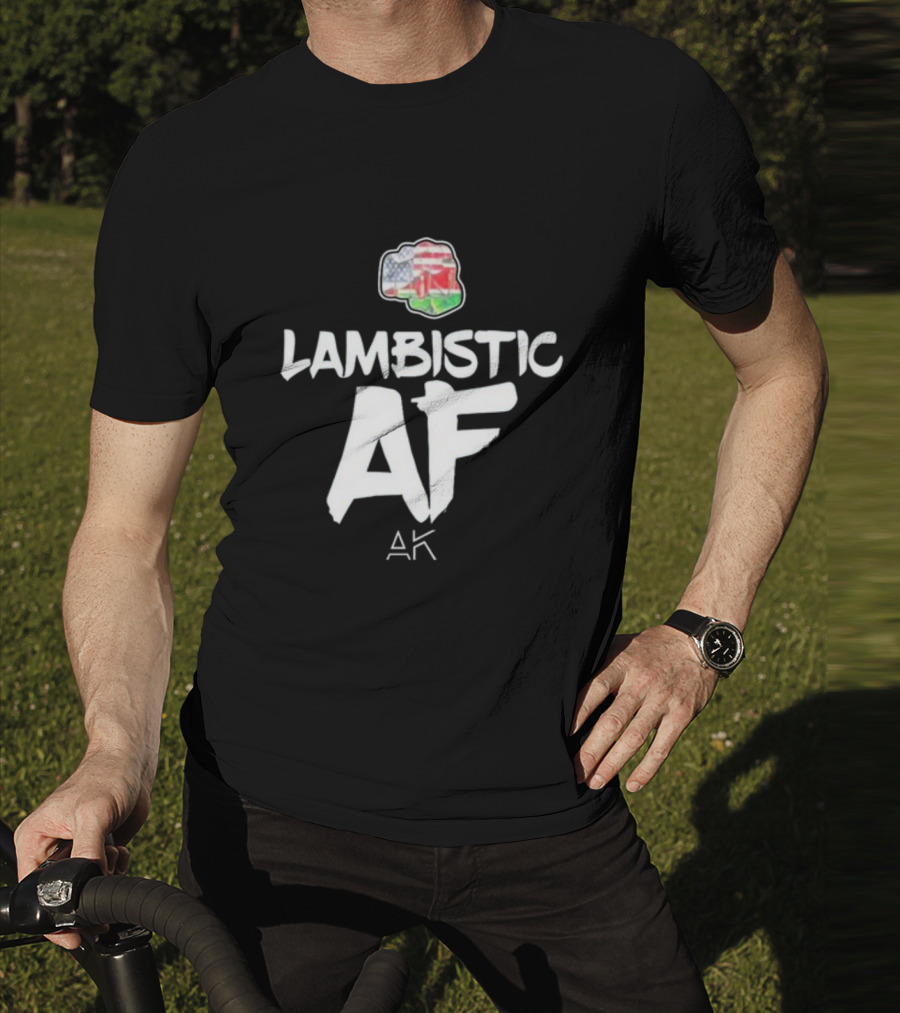 Lambistic AF American Kenyan Flag Map T-Shirt