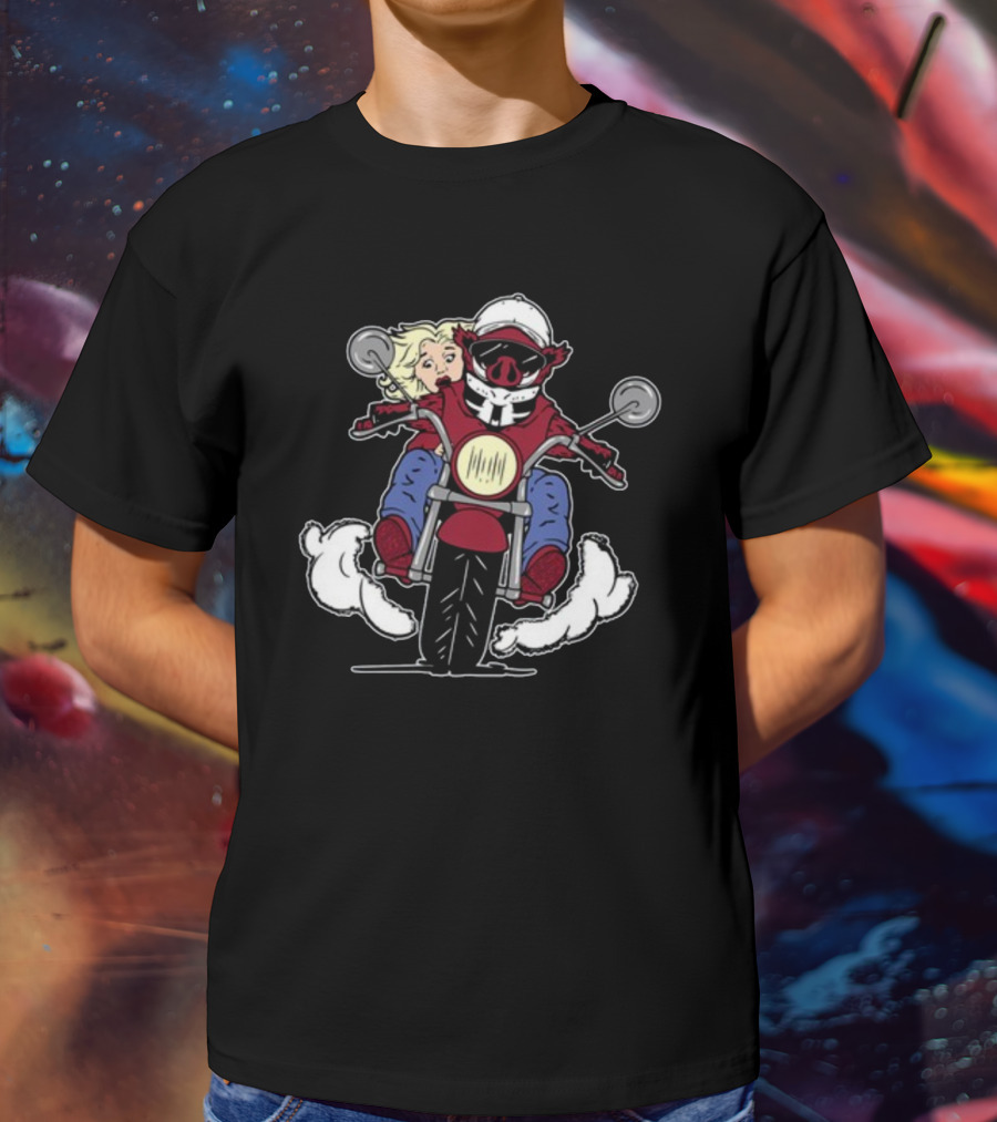 The Prodigal Son Returns Motorcycle Adventure With Pig Rider And Blonde Companion T-Shirt