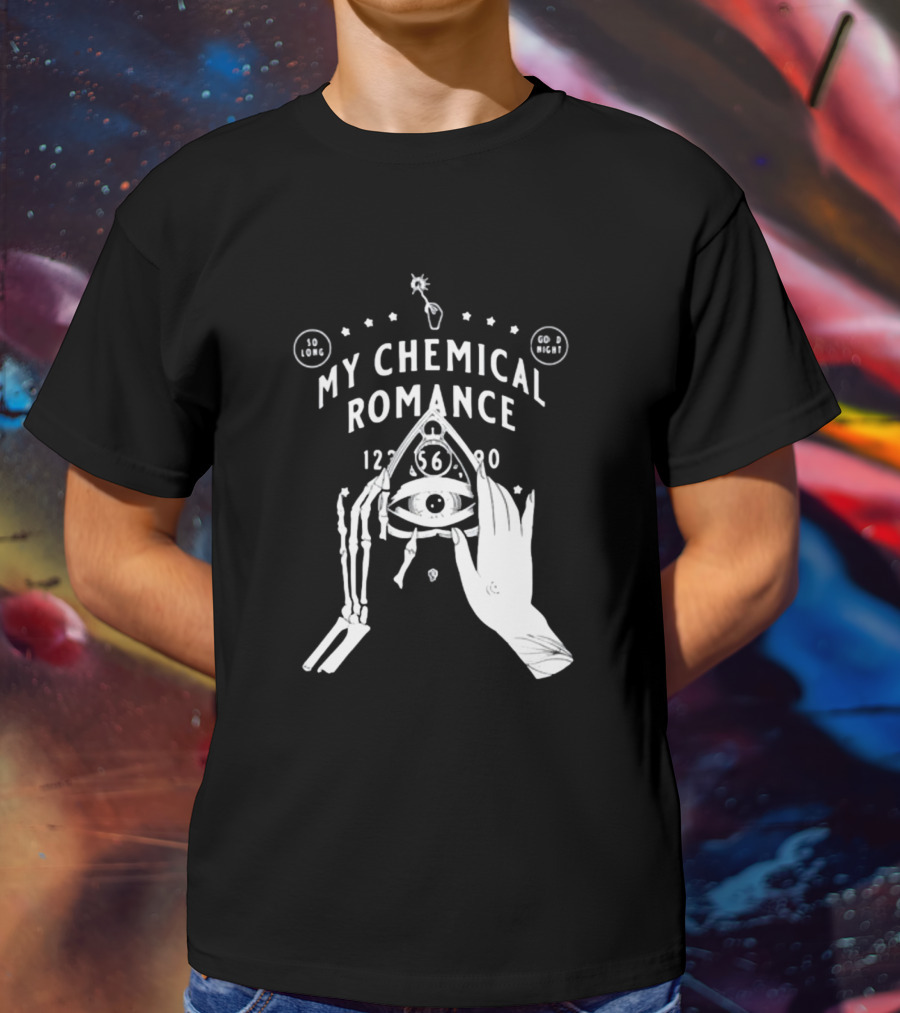 My Chemical Romance Spirit Board So Long Good Night Skeleton Hand Eye T-Shirt