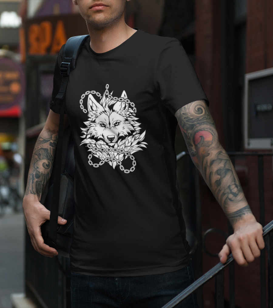 Wolf Head Enclosed By Chains T-Shirt