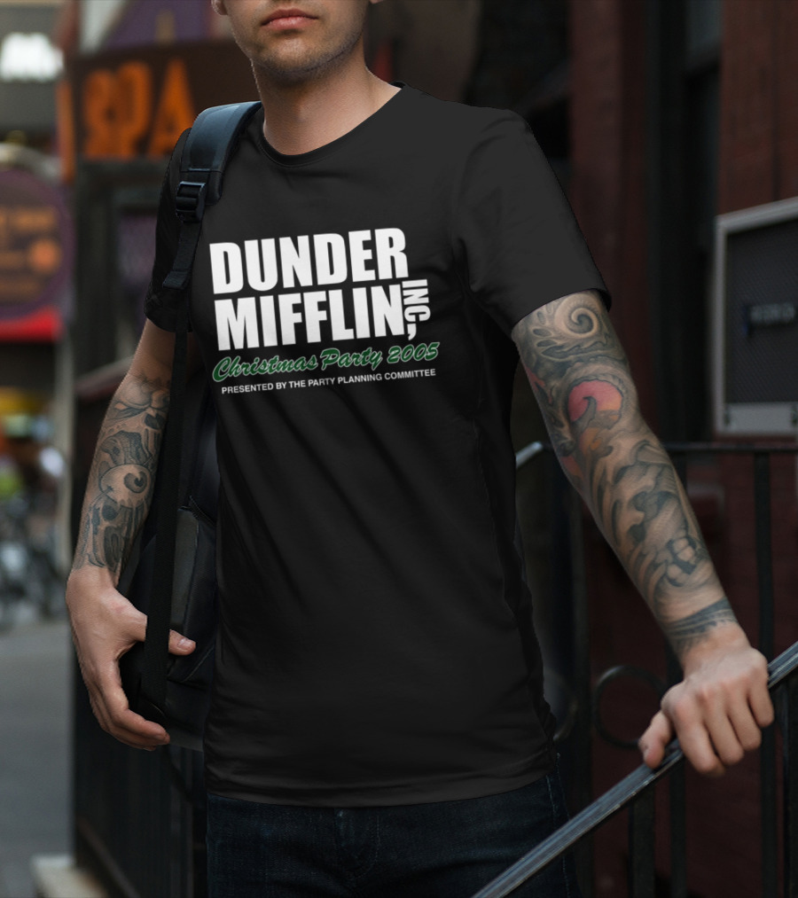 Dunder Mifflin Inc Christmas Party 2005 Presented By The Party Planning Committee Office Event T-Shirt