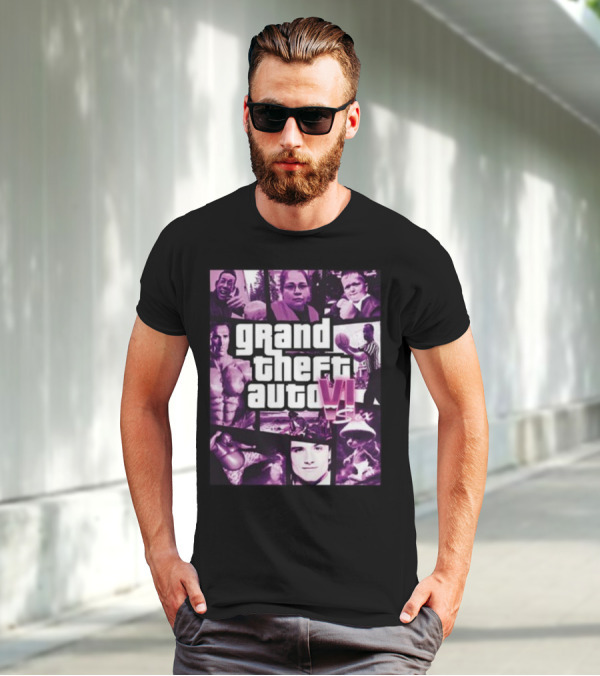 Grand Theft Auto VI Six Galleryno8 Purple Collage T-Shirt