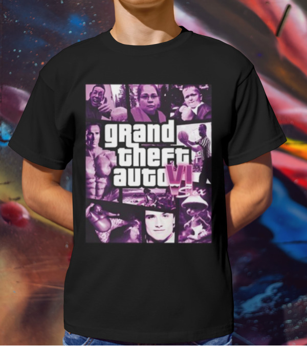 Grand Theft Auto VI Six Galleryno8 Purple Collage T-Shirt