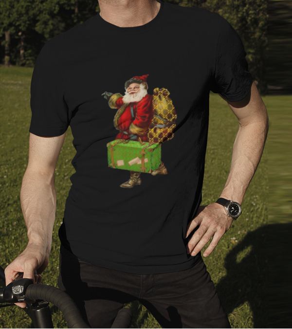 Santa With Chic Designer Style Backpack T-Shirt