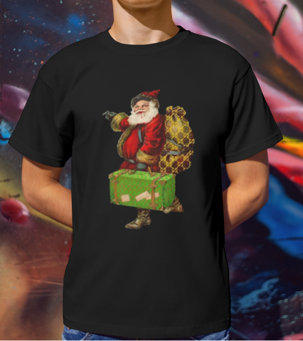 Santa With Chic Designer Style Backpack T-Shirt