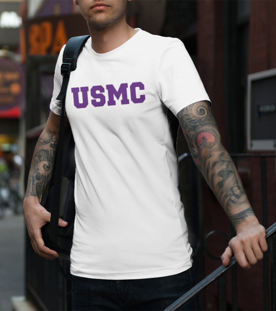 James Carville USMC Purple Bold Letters T-Shirt