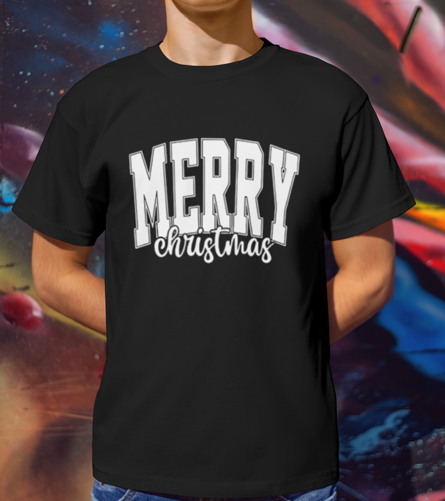 Merry Christmas Simple Classic Bold Festive Text T-Shirt