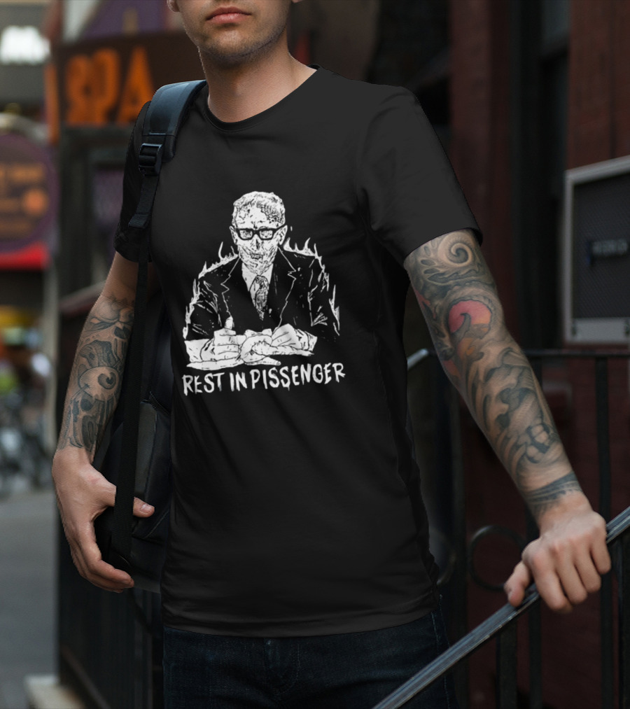 Punkwithacamera Rest In Pissenger Skeleton Suit Flames T-Shirt