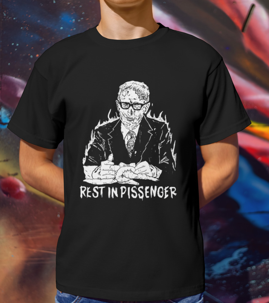 Punkwithacamera Rest In Pissenger Skeleton Suit Flames T-Shirt
