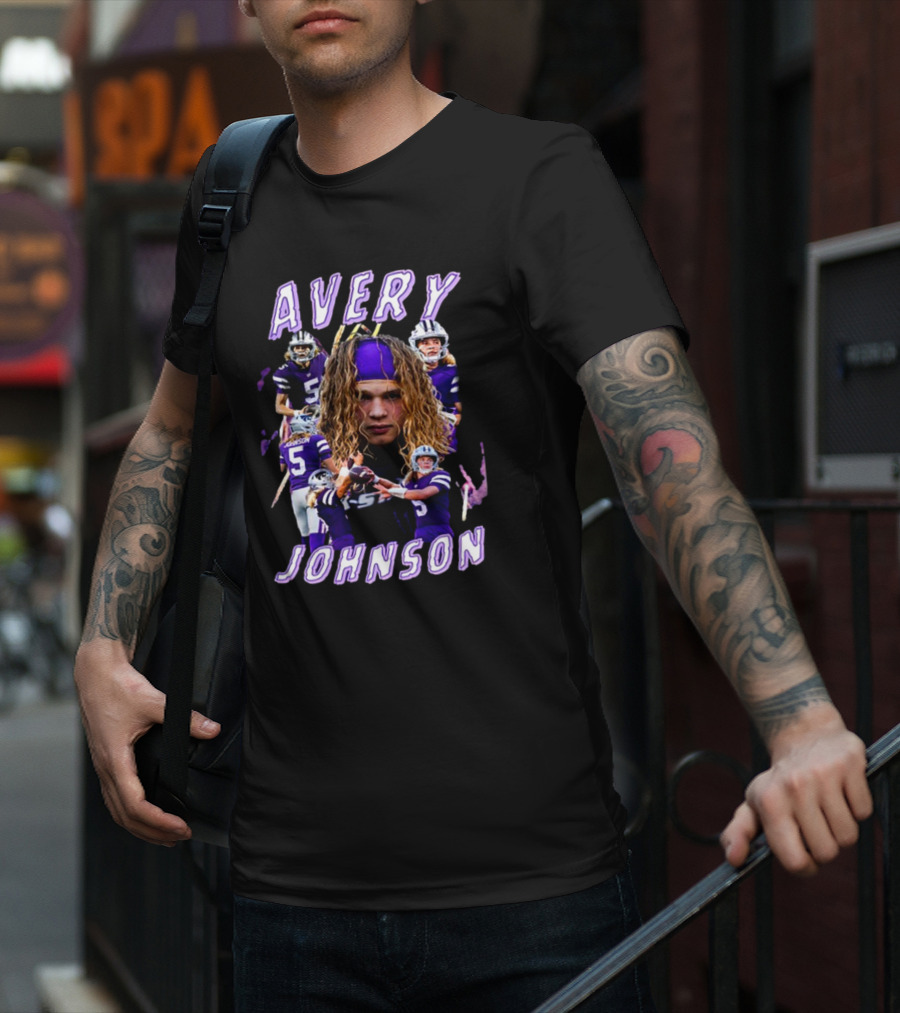 Avery Johnson Football Player Purple Jersey Action Images T-Shirt