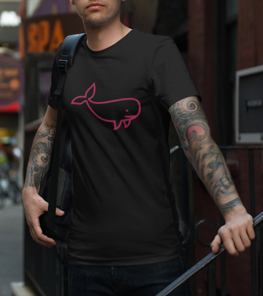 Awhalefact Big Whale Line Drawing T-Shirt