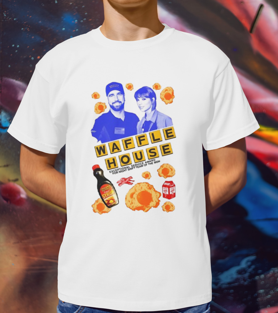Waffle House Night Shift Team Exceptional Service Award Featuring Syrup Eggs And Milk T-Shirt