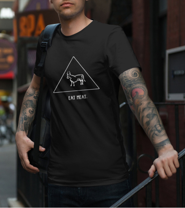 Eat Meat Triangle With Bull Icon The Carnivore Bar T-Shirt